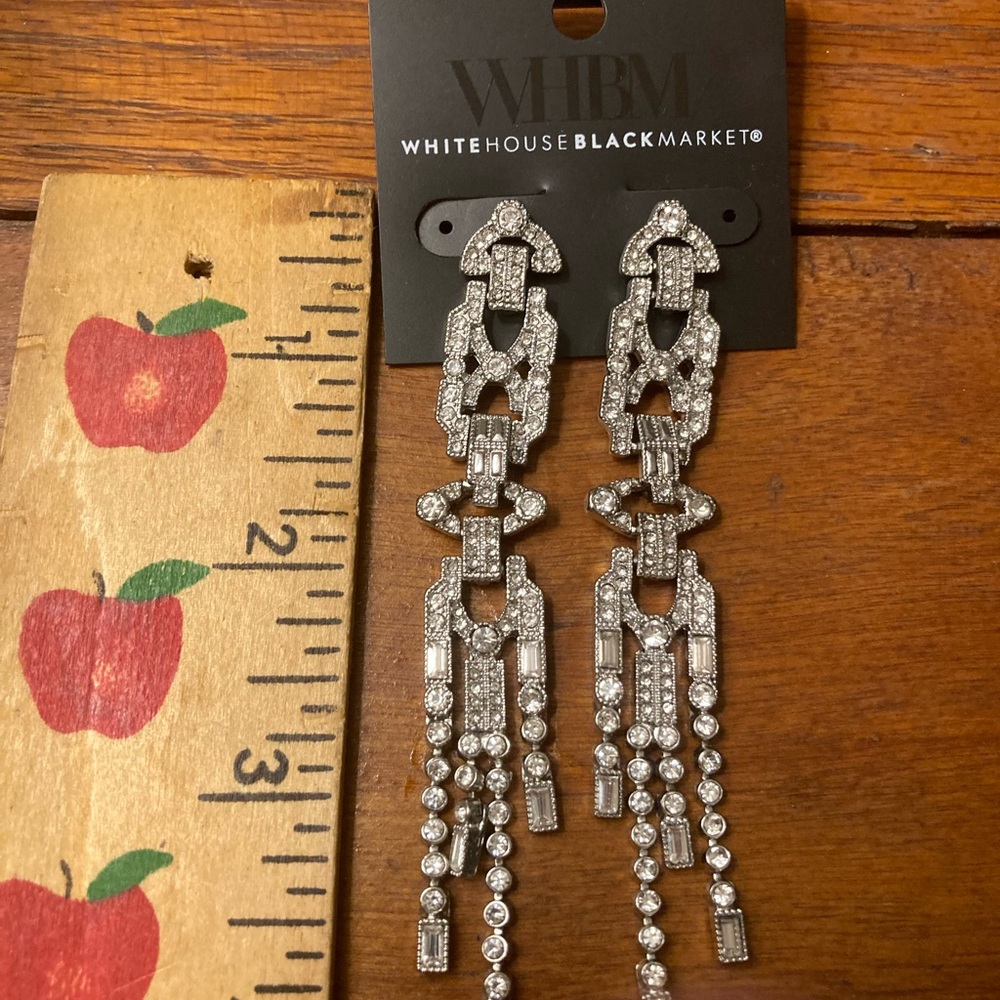 White House Black Market Dazzling Silver Drop Earrings - Picture 5 of 6